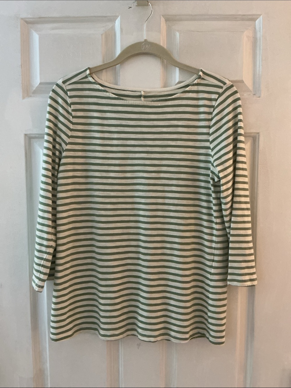 Market & Spruce Green Ivory LARA 3/4 Sleeve Slub Cotton Blend T-Shirt Top EUC S